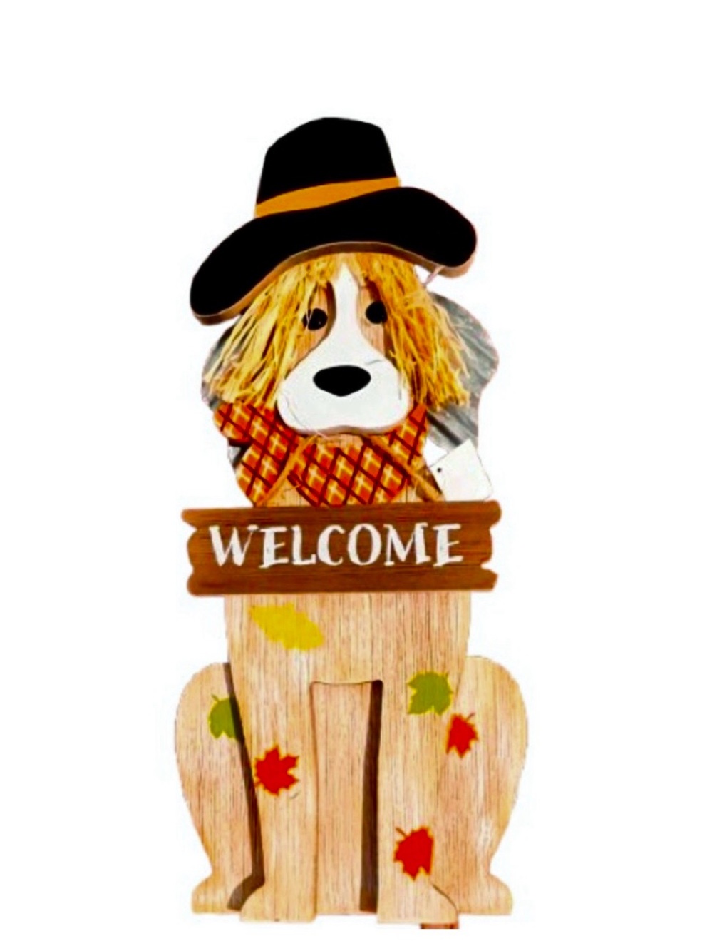 🆕- Fall Decorated Adorable Dog with Welcome Sign. Halloween/Thanksgiving